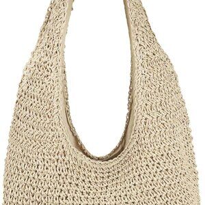 Women Large Straw Beach Bag Handmade Woven Shoulder Bags Hobo Tote Handbag Purse